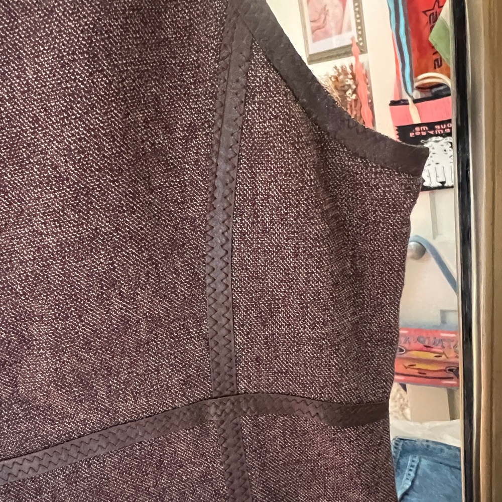 G.I.L.I. Strapless Sheath Dress in Dark Brown Tweed with Leather Trim size 6 - Picture 9 of 9